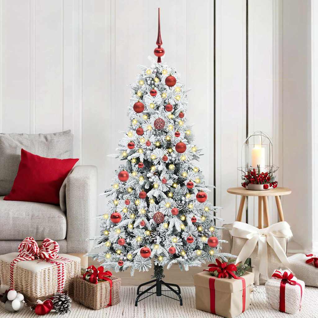 vidaXL Künstlicher klappbarer Weihnachtsbaum Weiß 150 cm PE und PVC