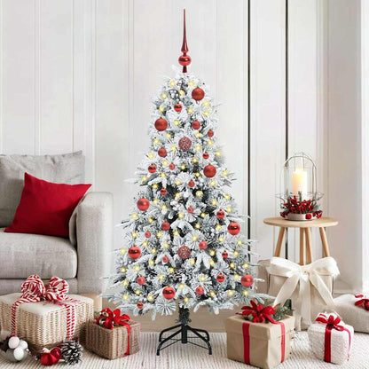 vidaXL Künstlicher klappbarer Weihnachtsbaum Weiß 150 cm PE und PVC