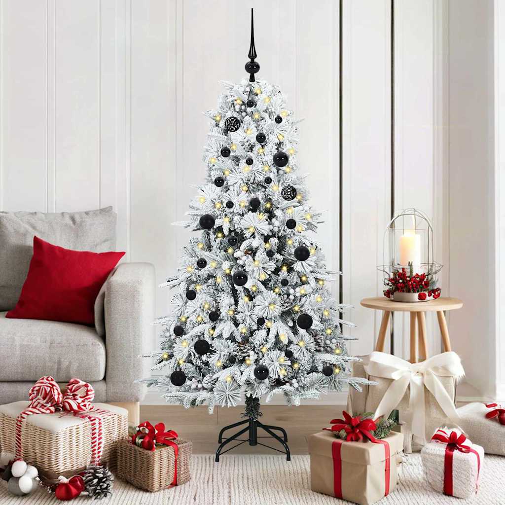 vidaXL Künstlicher klappbarer Weihnachtsbaum Weiß 150 cm PE und PVC