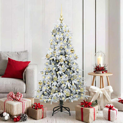 vidaXL Künstlicher klappbarer Weihnachtsbaum Weiß 150 cm PE und PVC