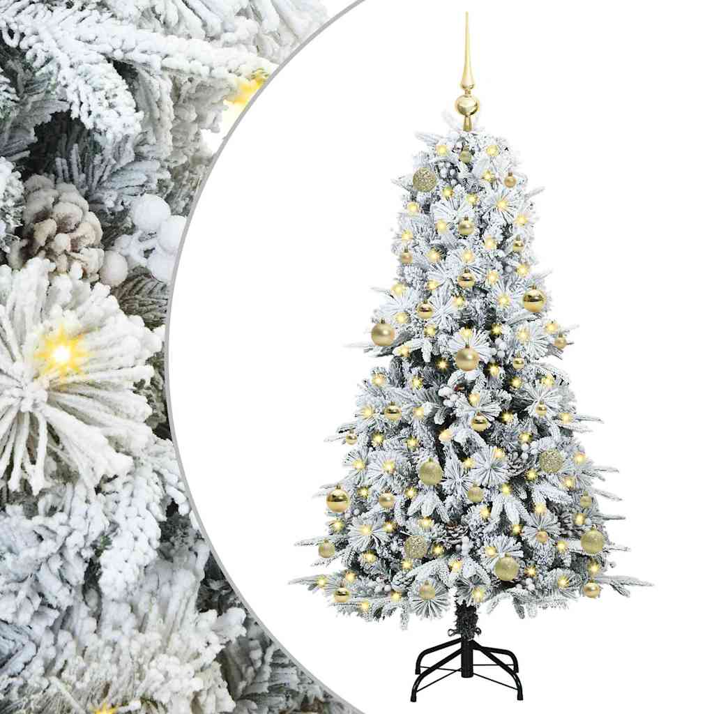 vidaXL Künstlicher klappbarer Weihnachtsbaum Weiß 150 cm PE und PVC
