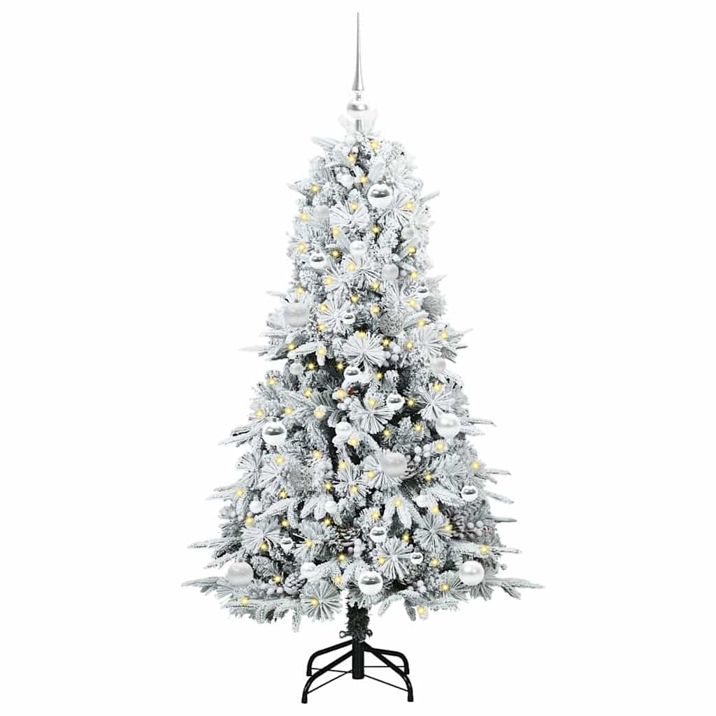 vidaXL Künstlicher klappbarer Weihnachtsbaum Weiß 150 cm PE und PVC