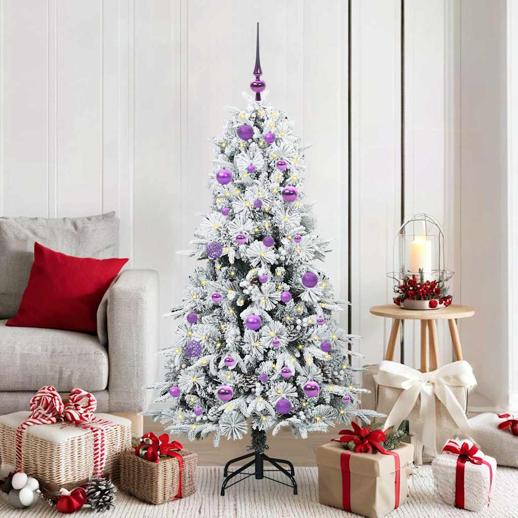 vidaXL Künstlicher klappbarer Weihnachtsbaum Weiß 150 cm PE und PVC