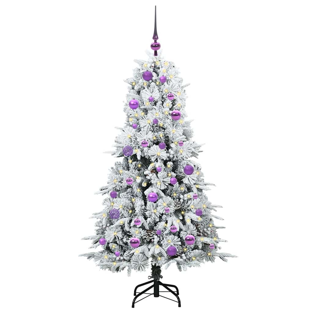 vidaXL Künstlicher klappbarer Weihnachtsbaum Weiß 150 cm PE und PVC