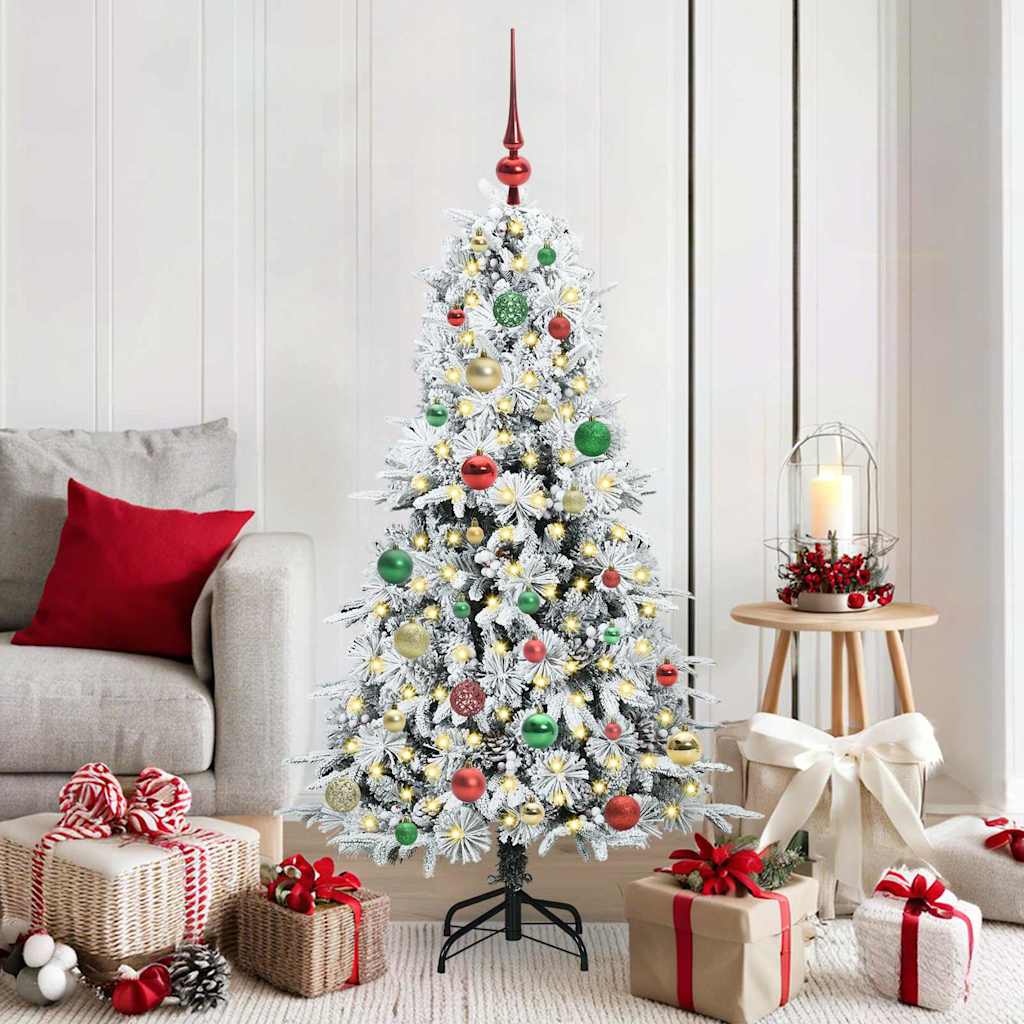 vidaXL Künstlicher klappbarer Weihnachtsbaum Weiß 150 cm PE und PVC
