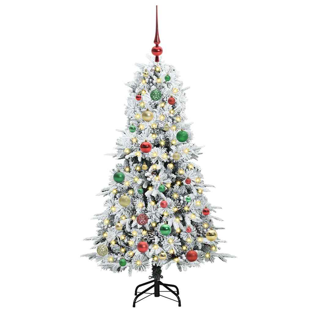 vidaXL Künstlicher klappbarer Weihnachtsbaum Weiß 150 cm PE und PVC