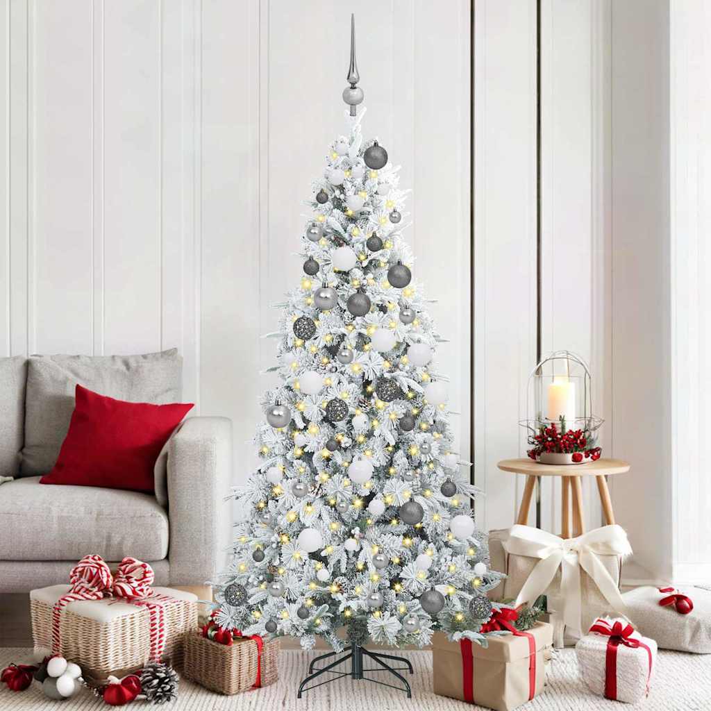 vidaXL Künstlicher klappbarer Weihnachtsbaum Weiß 180 cm PE und PVC