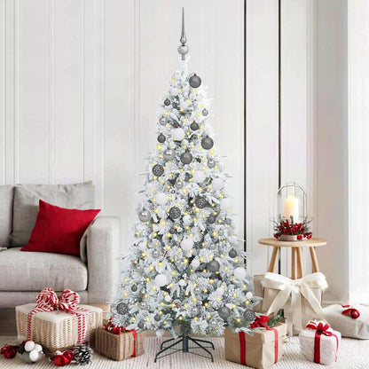 vidaXL Künstlicher klappbarer Weihnachtsbaum Weiß 180 cm PE und PVC