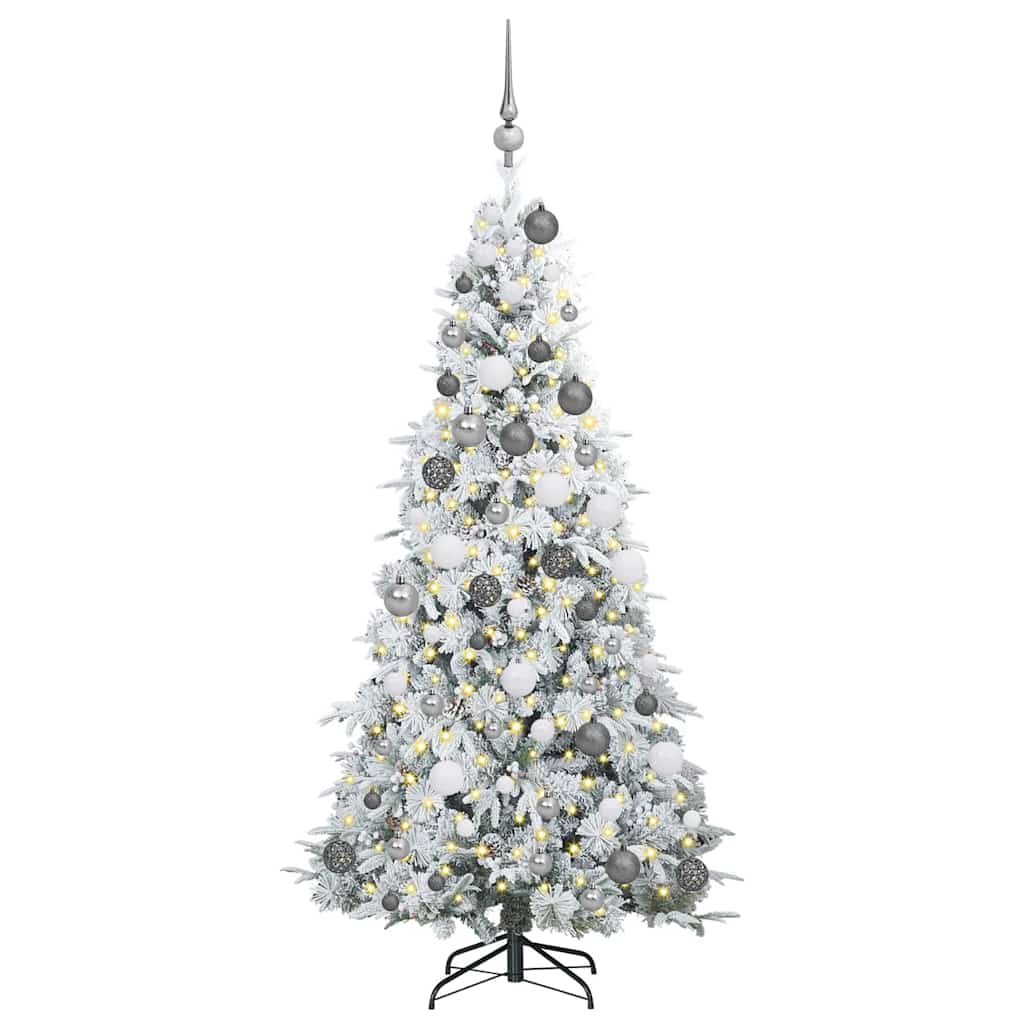 vidaXL Künstlicher klappbarer Weihnachtsbaum Weiß 180 cm PE und PVC
