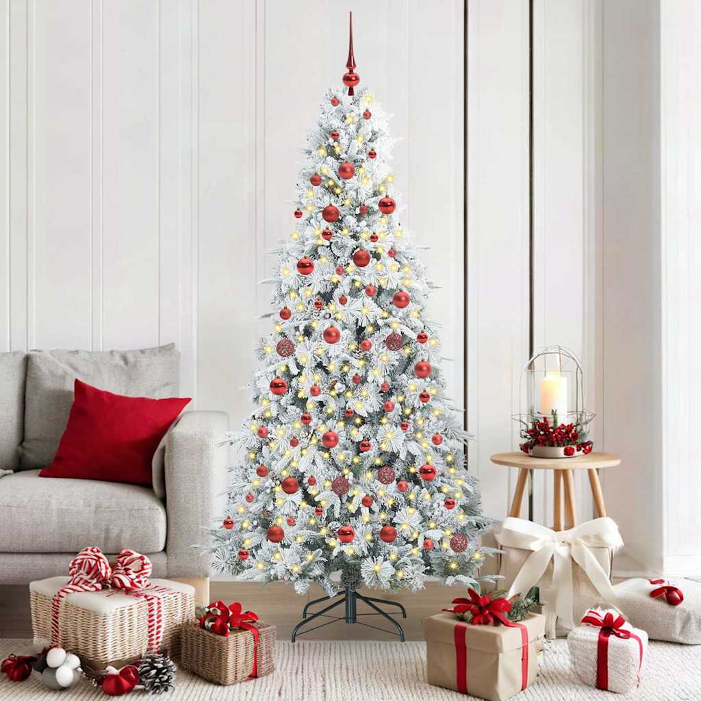 vidaXL Künstlicher klappbarer Weihnachtsbaum Weiß 180 cm PE und PVC