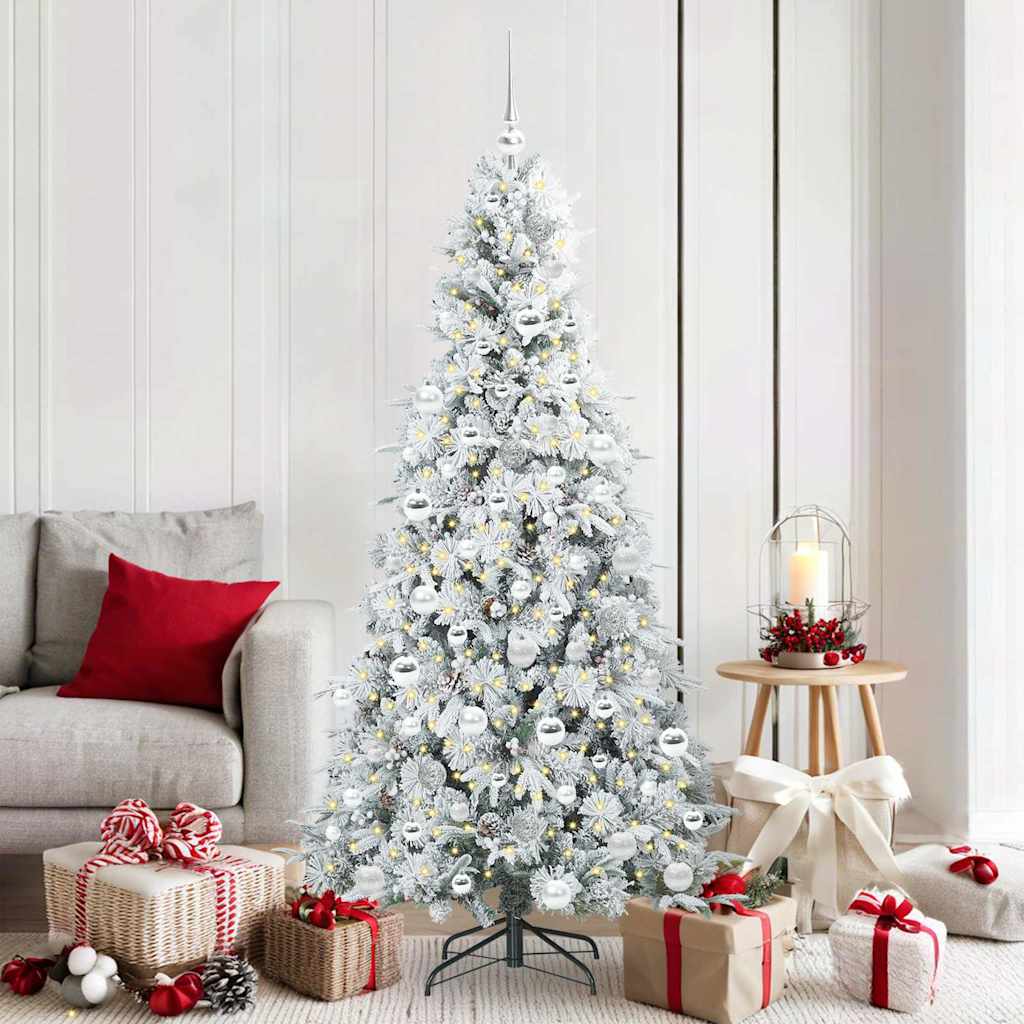 vidaXL Künstlicher klappbarer Weihnachtsbaum Weiß 180 cm PE und PVC