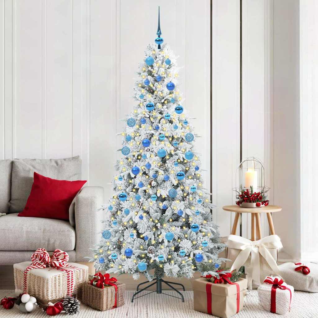 vidaXL Künstlicher klappbarer Weihnachtsbaum Weiß 180 cm PE und PVC