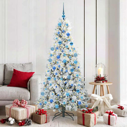 vidaXL Künstlicher klappbarer Weihnachtsbaum Weiß 180 cm PE und PVC