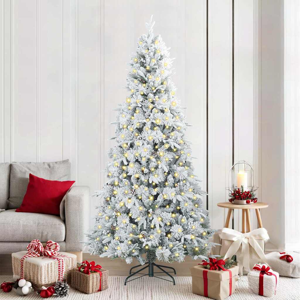 vidaXL Künstlicher klappbarer Weihnachtsbaum Weiß 210 cm PE und PVC