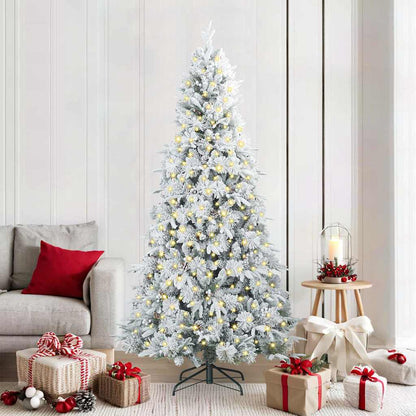 vidaXL Künstlicher klappbarer Weihnachtsbaum Weiß 210 cm PE und PVC