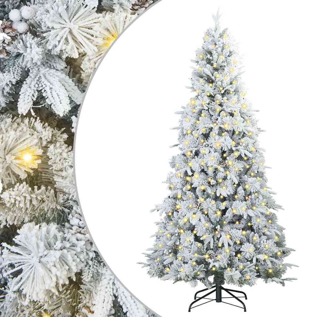 vidaXL Künstlicher klappbarer Weihnachtsbaum Weiß 210 cm PE und PVC