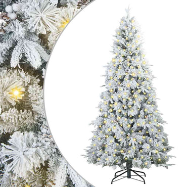 vidaXL Künstlicher klappbarer Weihnachtsbaum Weiß 210 cm PE und PVC