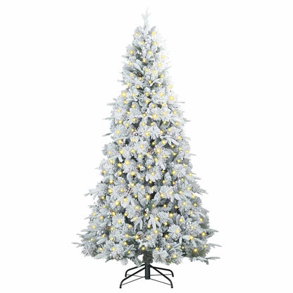 vidaXL Künstlicher klappbarer Weihnachtsbaum Weiß 210 cm PE und PVC