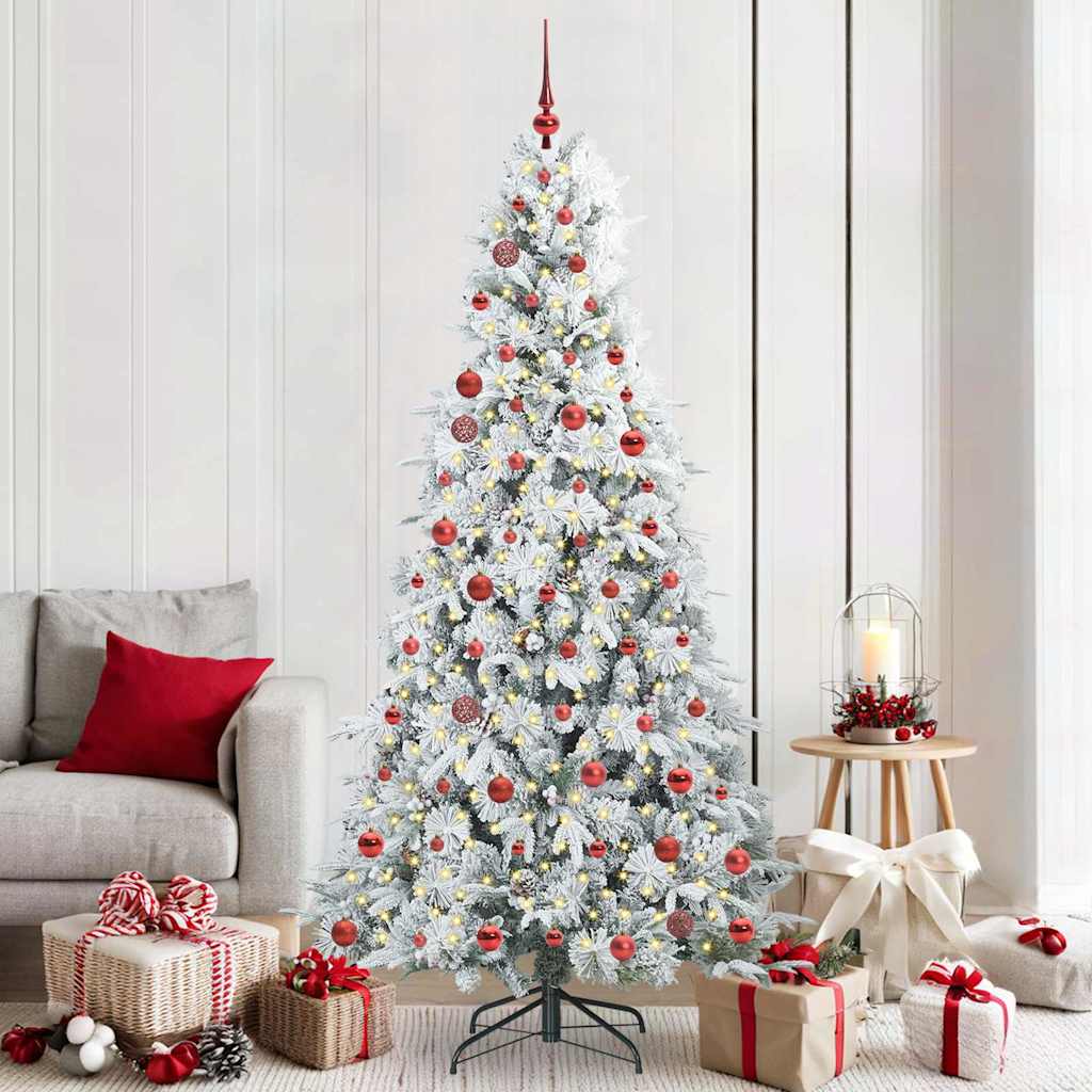 vidaXL Künstlicher klappbarer Weihnachtsbaum Weiß 210 cm PE und PVC