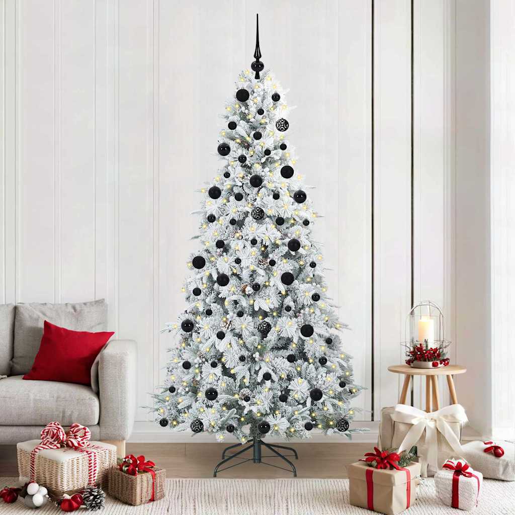 vidaXL Künstlicher klappbarer Weihnachtsbaum Weiß 210 cm PE und PVC