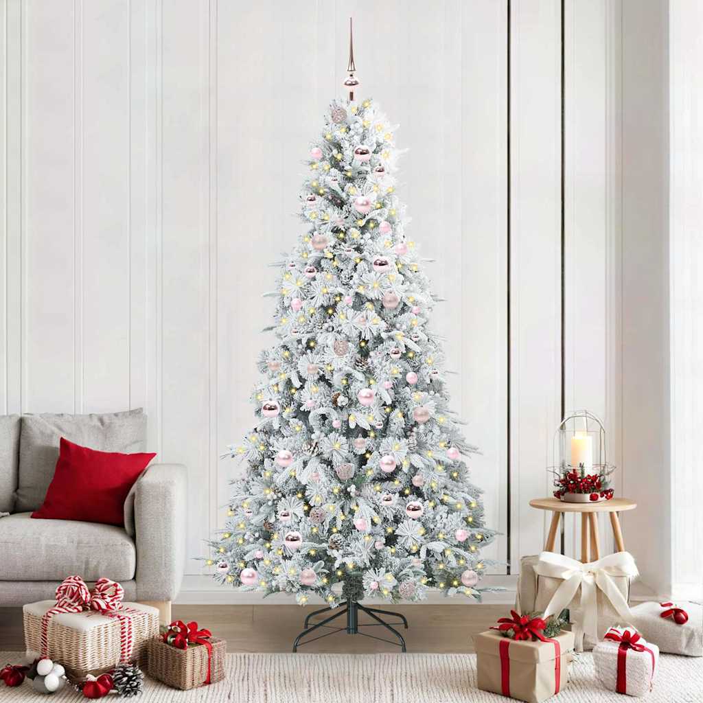 vidaXL Künstlicher klappbarer Weihnachtsbaum Weiß 210 cm PE und PVC