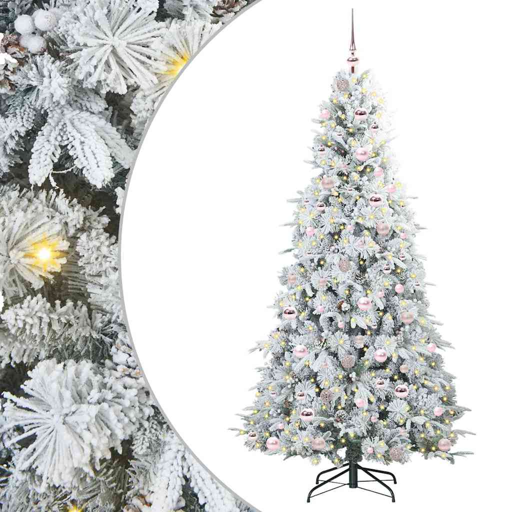 vidaXL Künstlicher klappbarer Weihnachtsbaum Weiß 210 cm PE und PVC