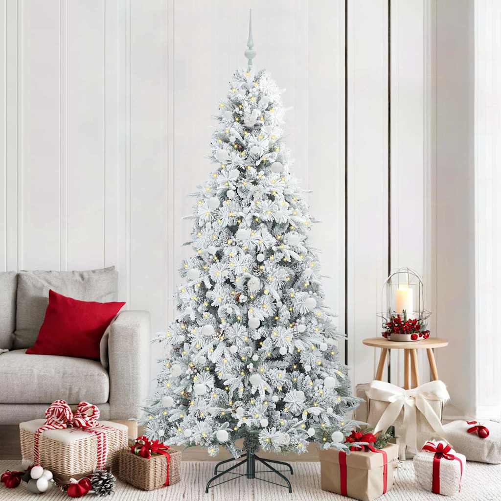 vidaXL Künstlicher klappbarer Weihnachtsbaum Weiß 210 cm PE und PVC