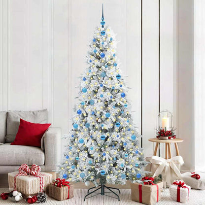 vidaXL Künstlicher klappbarer Weihnachtsbaum Weiß 210 cm PE und PVC