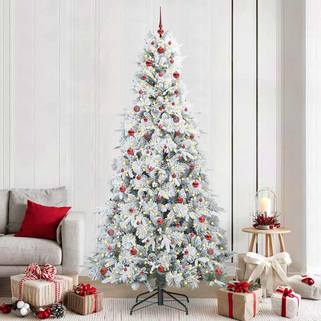 vidaXL Sapin de Noël pliable artificiel blanc 240 cm PE et PVC