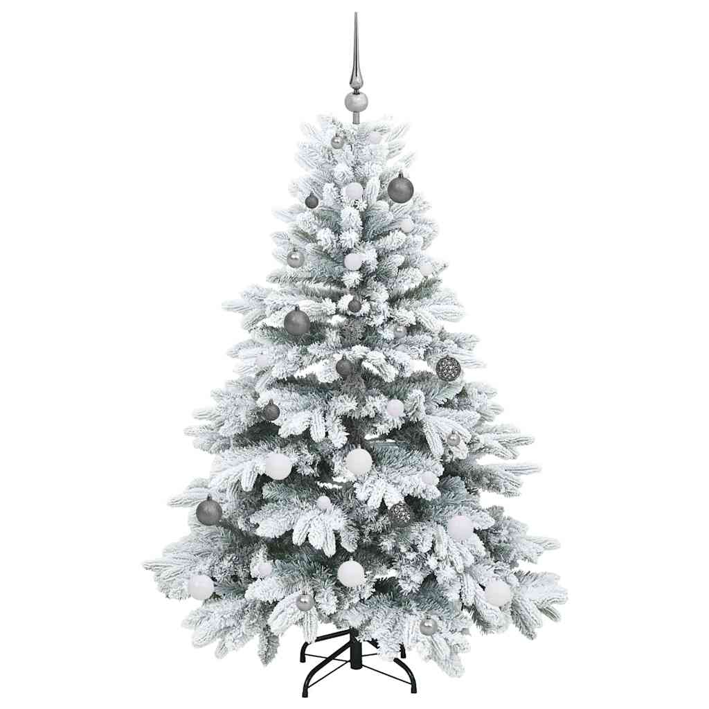 Künstlicher Weihnachtsbaum mit 150 LEDs Weiß 150 cm PE und PVC