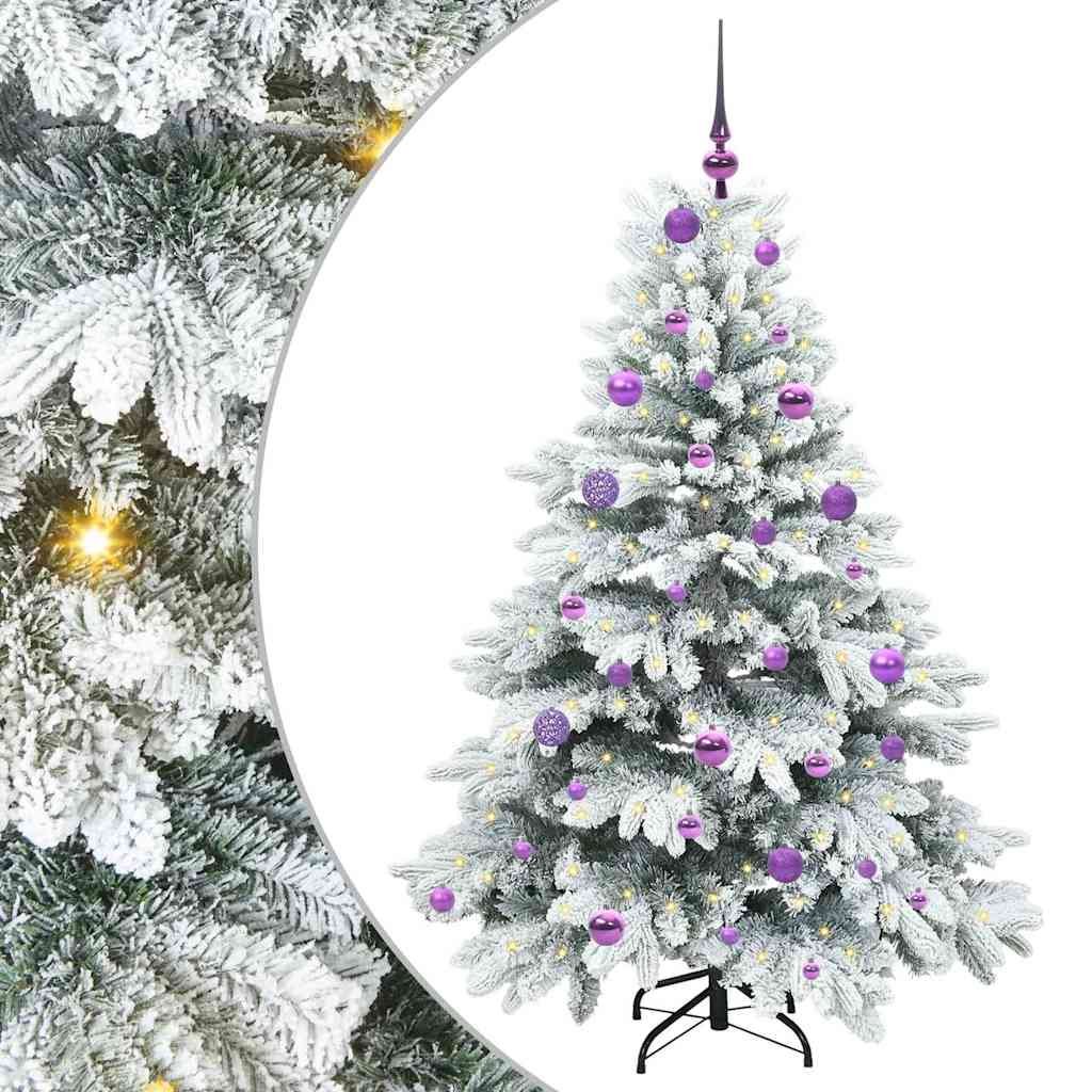 Künstlicher Weihnachtsbaum mit 150 LEDs Weiß 150 cm PE und PVC