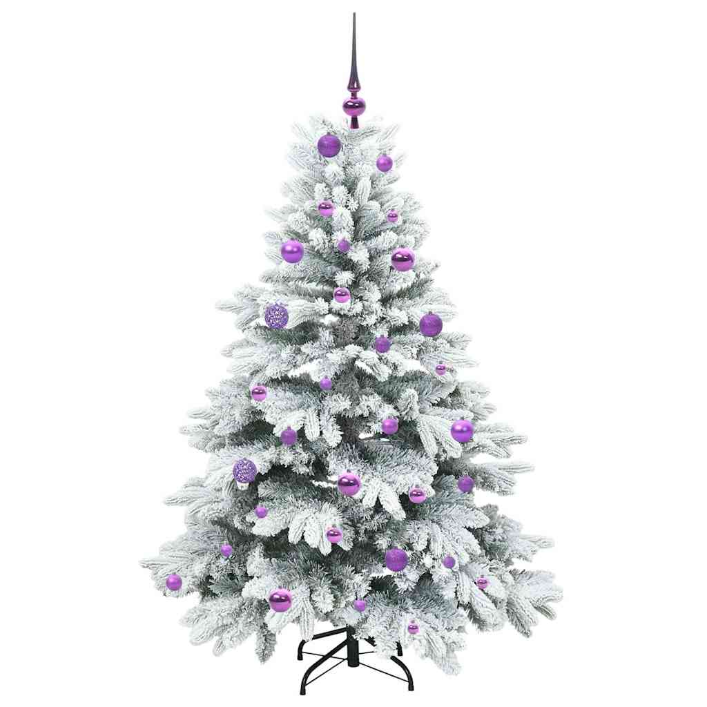 Künstlicher Weihnachtsbaum mit 150 LEDs Weiß 150 cm PE und PVC