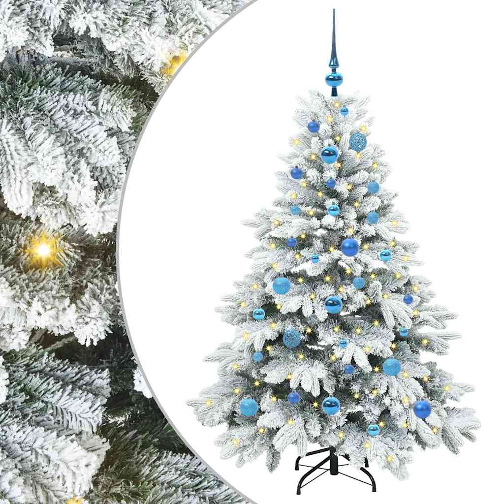 Künstlicher Weihnachtsbaum mit 150 LEDs Weiß 150 cm PE und PVC