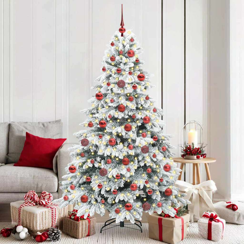 vidaXL Künstlicher Weihnachtsbaum mit 300 LEDs Weiß 180 cm PE und PVC
