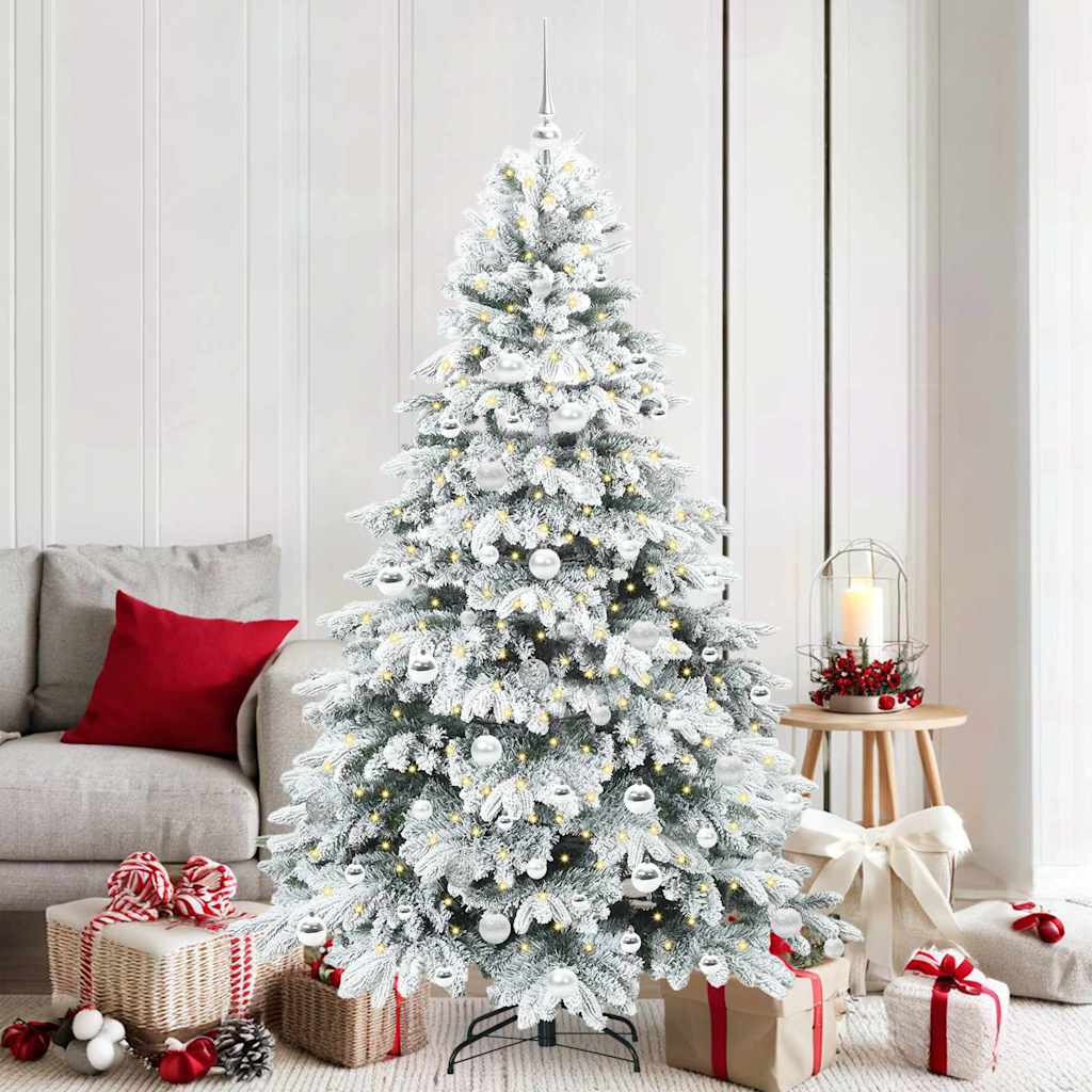 vidaXL Künstlicher Weihnachtsbaum mit 300 LEDs Weiß 180 cm PE und PVC