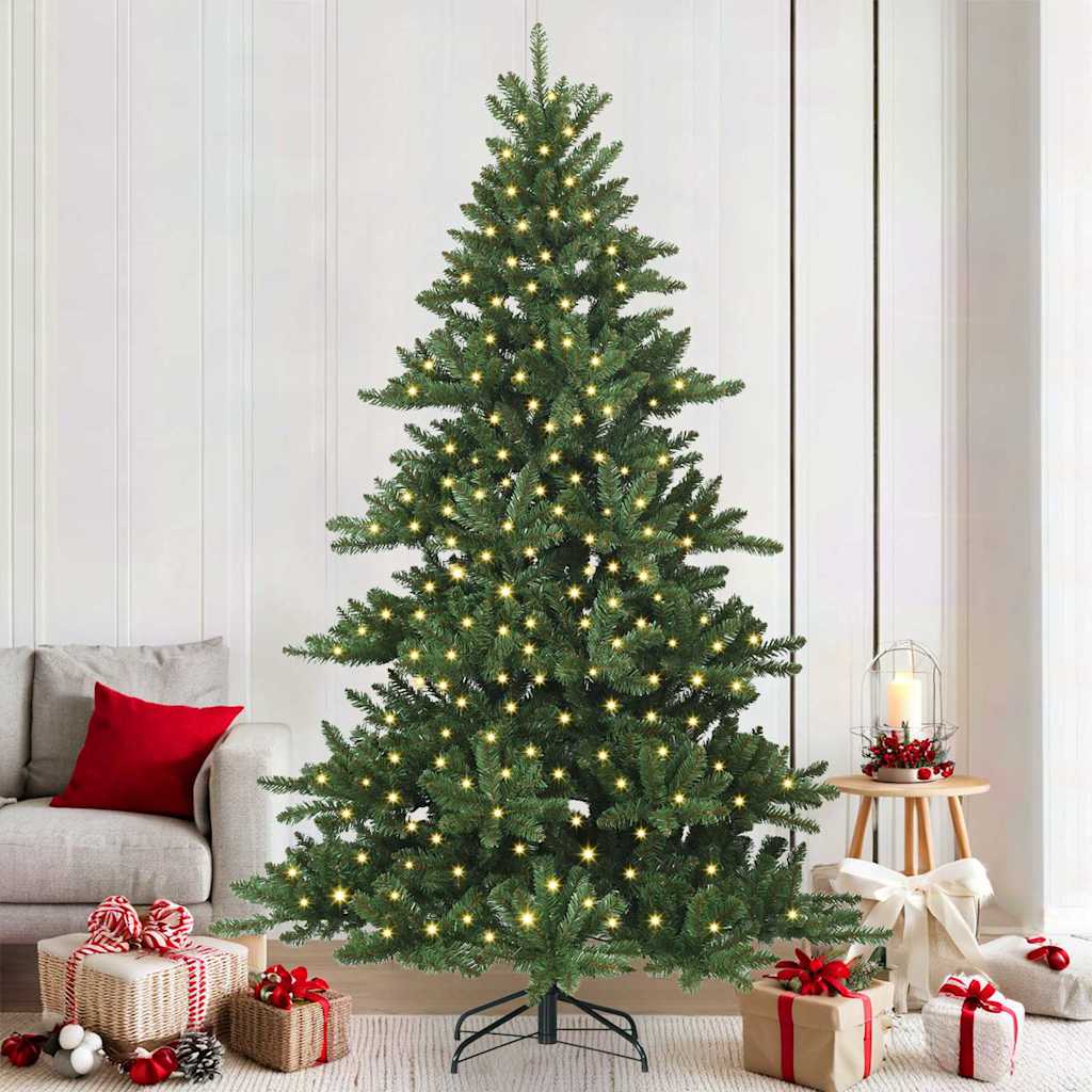 vidaXL Künstlicher klappbarer Weihnachtsbaum Grün 210 cm PVC und Stahl