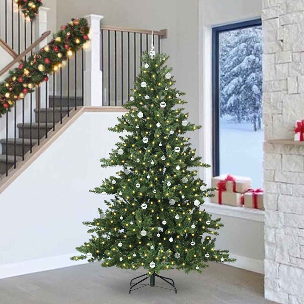 vidaXL Künstlicher klappbarer Weihnachtsbaum Grün 240 cm PVC und Stahl