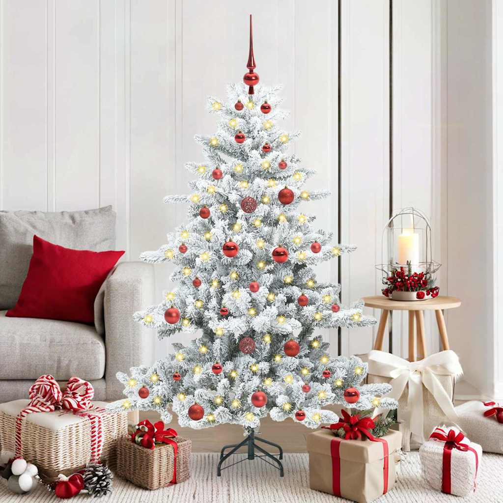 vidaXL Künstlicher klappbarer Weihnachtsbaum Weiß 150 cm PVC und Stahl