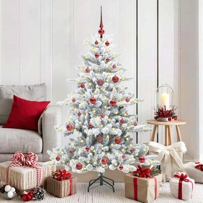 vidaXL Künstlicher klappbarer Weihnachtsbaum Weiß 150 cm PVC und Stahl