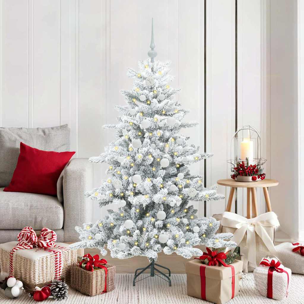 vidaXL Künstlicher klappbarer Weihnachtsbaum Weiß 150 cm PVC und Stahl