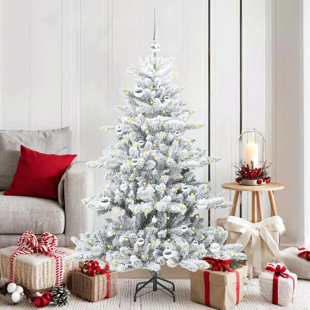 vidaXL Künstlicher klappbarer Weihnachtsbaum Weiß 150 cm PVC und Stahl