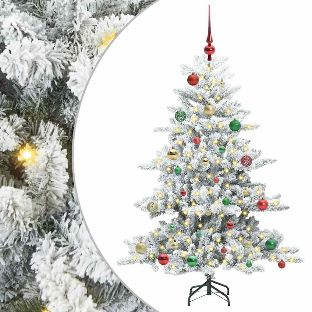 vidaXL Künstlicher klappbarer Weihnachtsbaum Weiß 150 cm PVC und Stahl