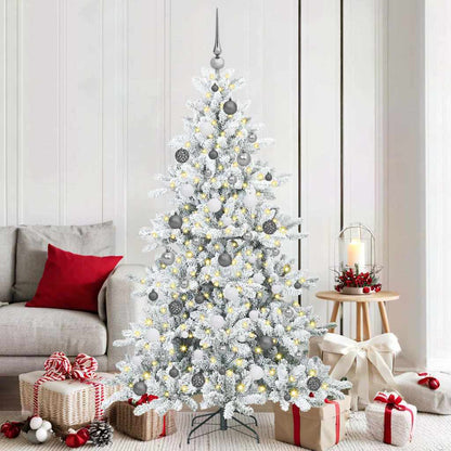 vidaXL Künstlicher klappbarer Weihnachtsbaum Weiß 180 cm PVC und Stahl