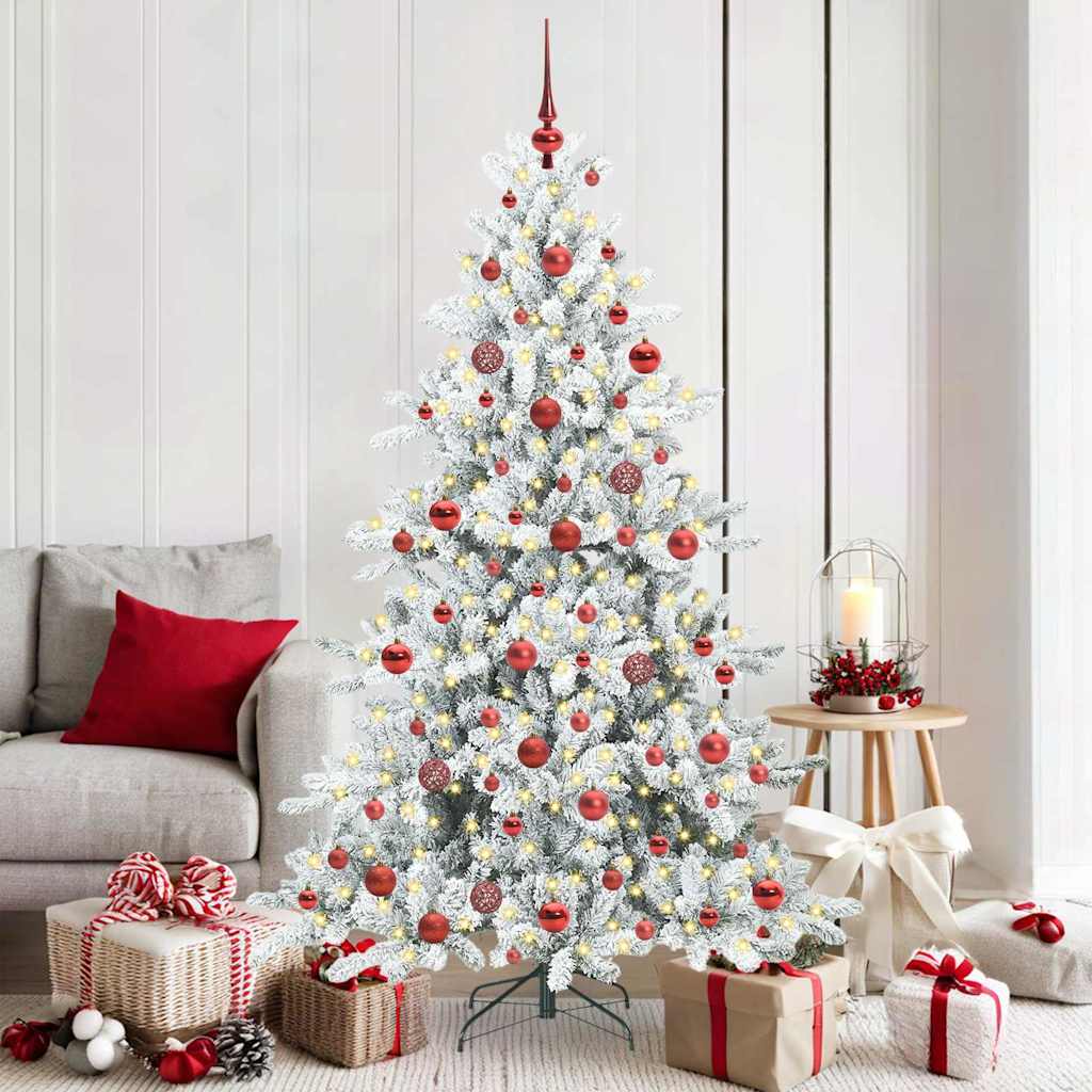 vidaXL Künstlicher klappbarer Weihnachtsbaum Weiß 180 cm PVC und Stahl