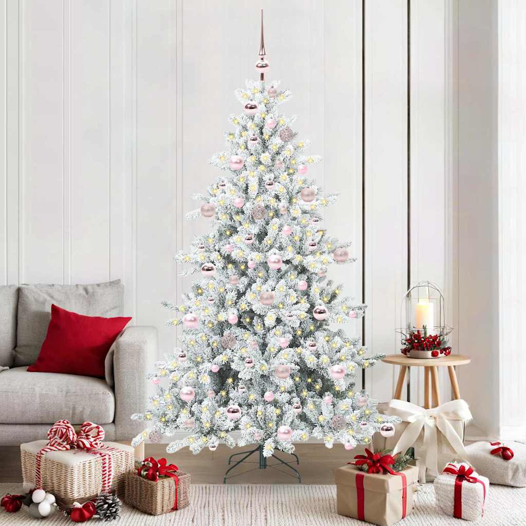 vidaXL Künstlicher klappbarer Weihnachtsbaum Weiß 180 cm PVC und Stahl