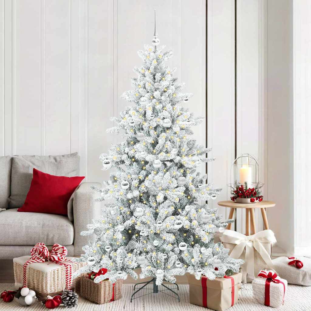 vidaXL Künstlicher klappbarer Weihnachtsbaum Weiß 180 cm PVC und Stahl