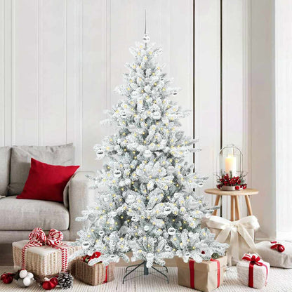 vidaXL Künstlicher klappbarer Weihnachtsbaum Weiß 180 cm PVC und Stahl
