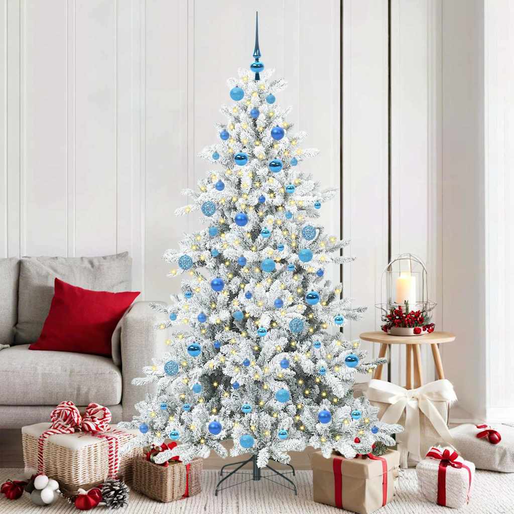 vidaXL Künstlicher klappbarer Weihnachtsbaum Weiß 180 cm PVC und Stahl