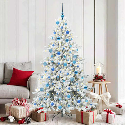 vidaXL Künstlicher klappbarer Weihnachtsbaum Weiß 180 cm PVC und Stahl