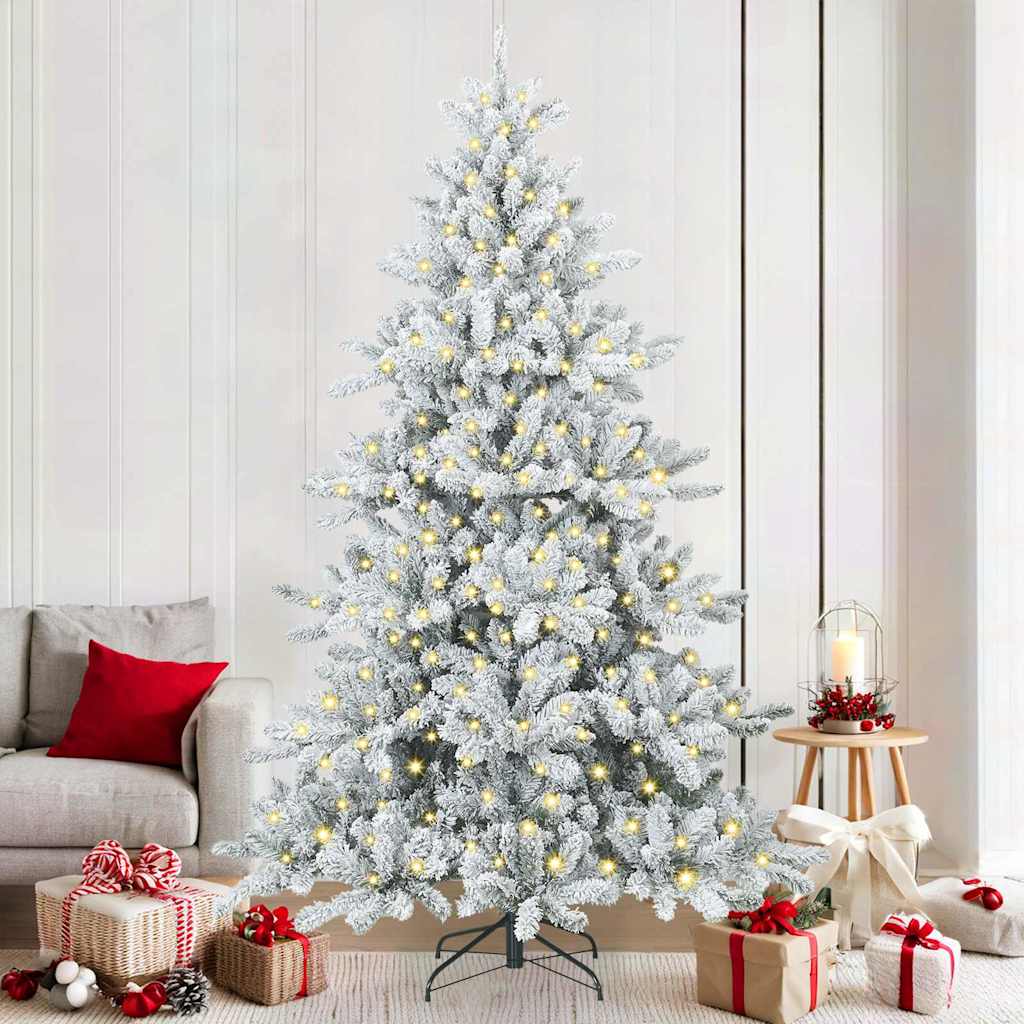 vidaXL Künstlicher klappbarer Weihnachtsbaum Weiß 210 cm PVC und Stahl